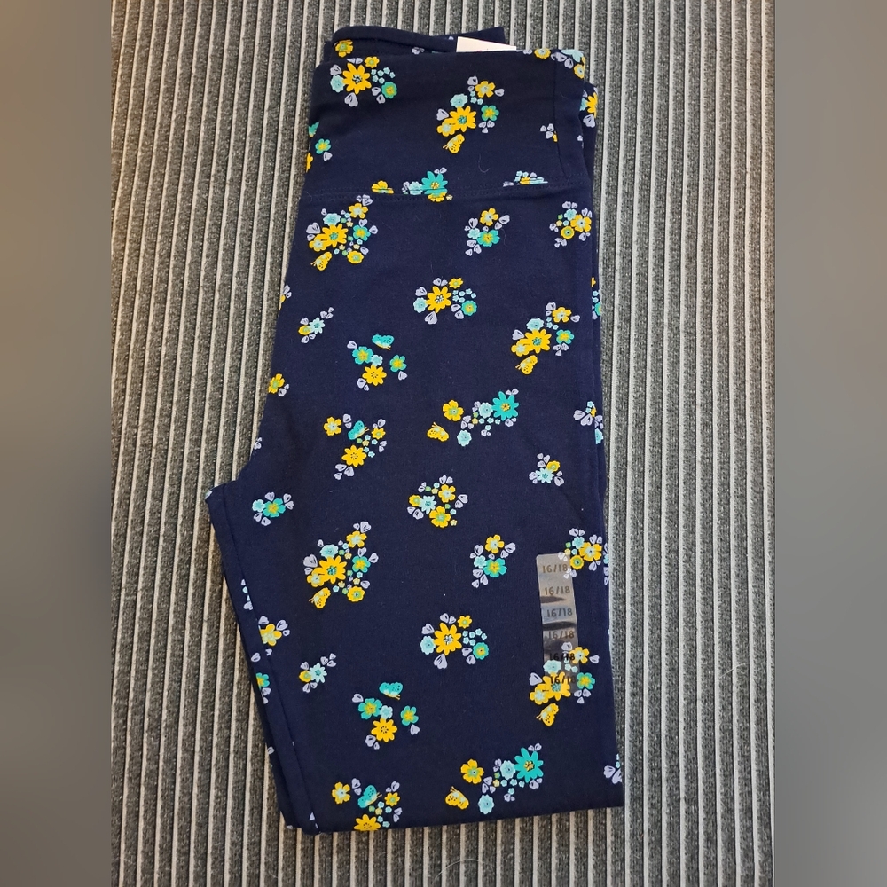 NWT Juatice gilr leggings blue floral size 16-18